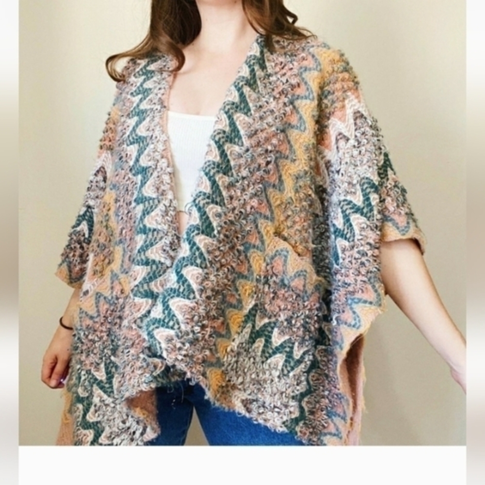 Anthropologie Multicolored Lightweight Sweater  Poncho One Size